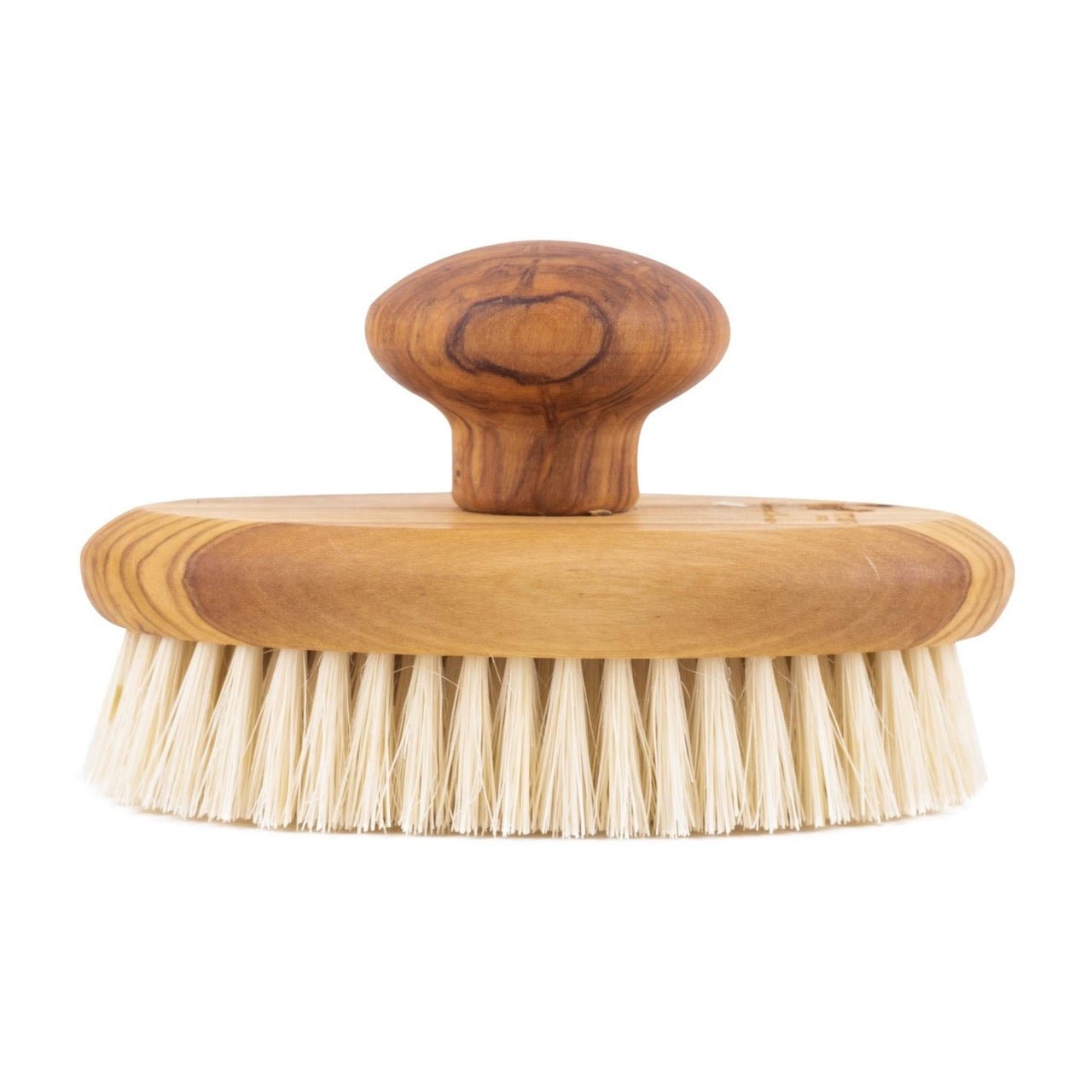 Natural Sisal Olive Wood Hand Brush for Dry Brushing and Exfoliation