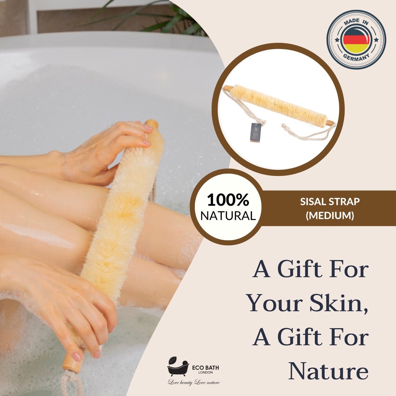 Natural Sisal Body Exfoliating Strap for Back Scrubbing