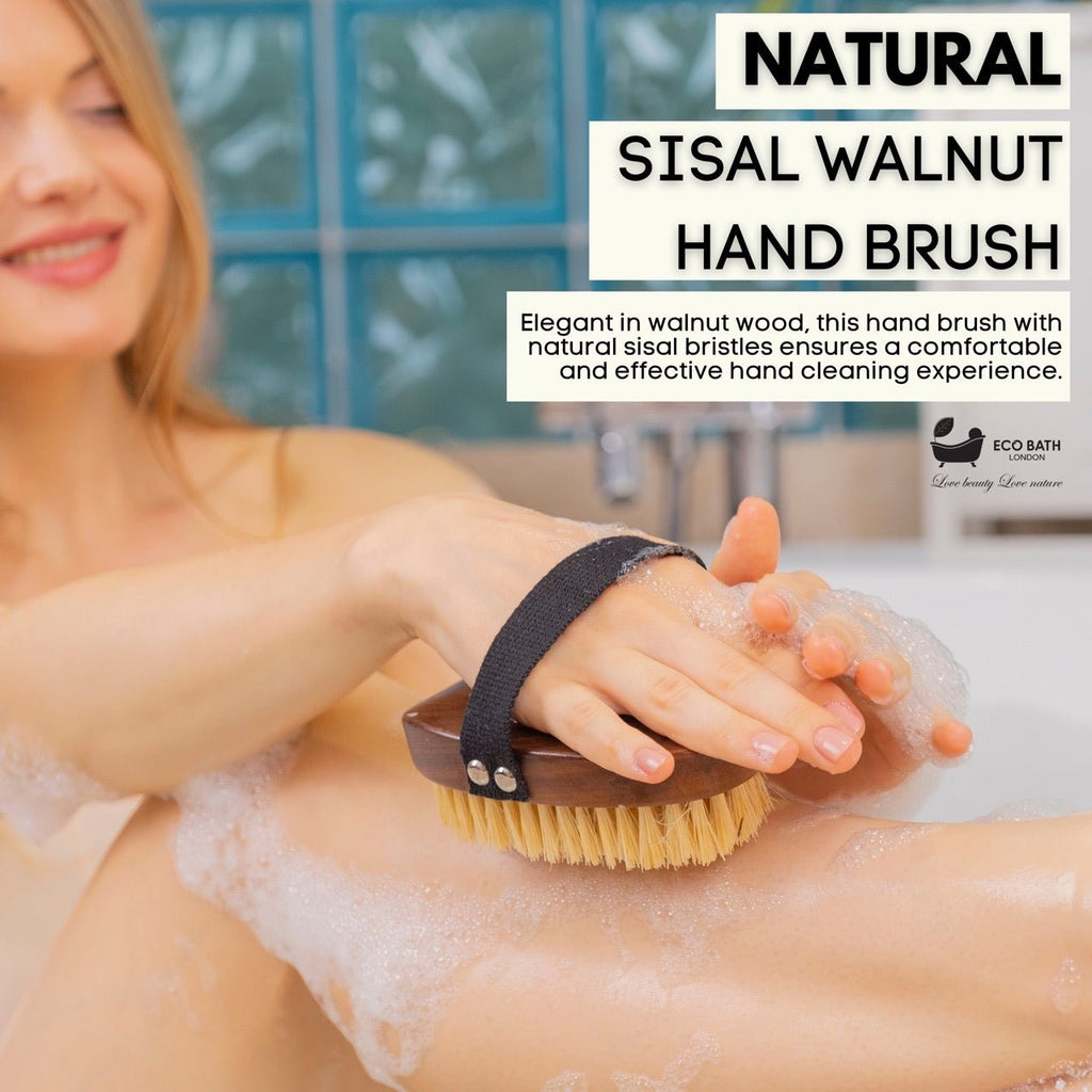 Natural Sisal Walnut Hand Brush for Dry Brushing