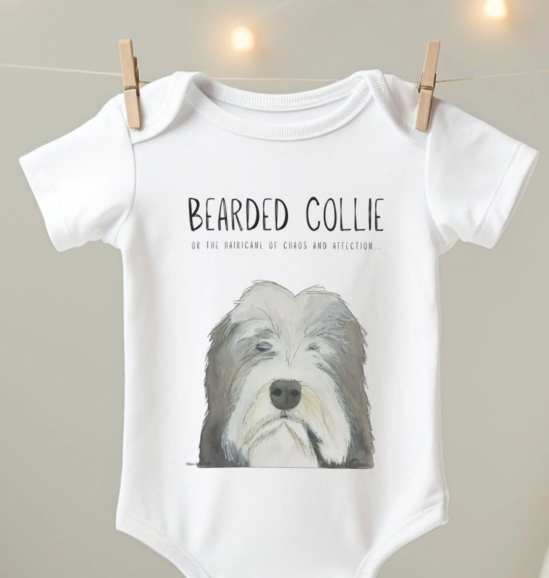Bearded Collie Baby Bodysuit Organic Cotton