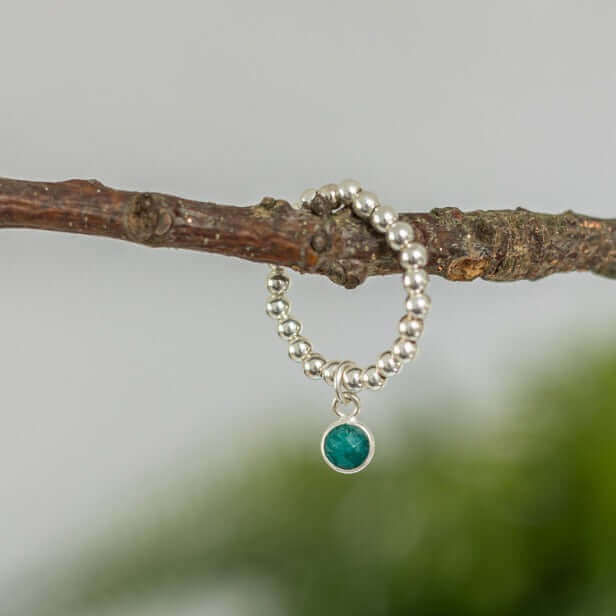Emerald May Birthstone Ring in Sterling Silver
