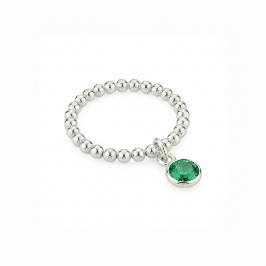 Emerald May Birthstone Ring in Sterling Silver