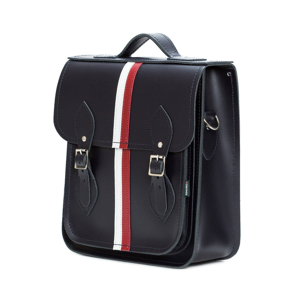 Handmade Leather City Backpack in Navy