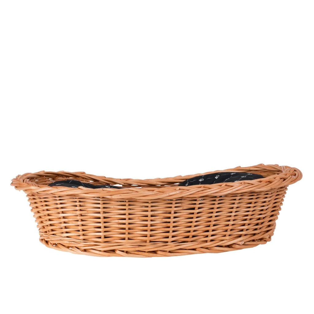 Enovia Natural Wicker Dog Bed With Black Cushion, 65x46 cm