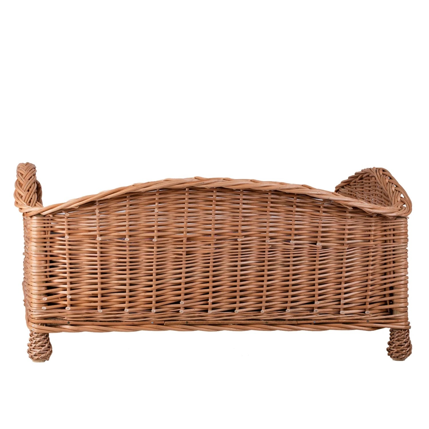 Erivia Wicker Pet Basket With Gray And Black Cushion, 64x42 cm