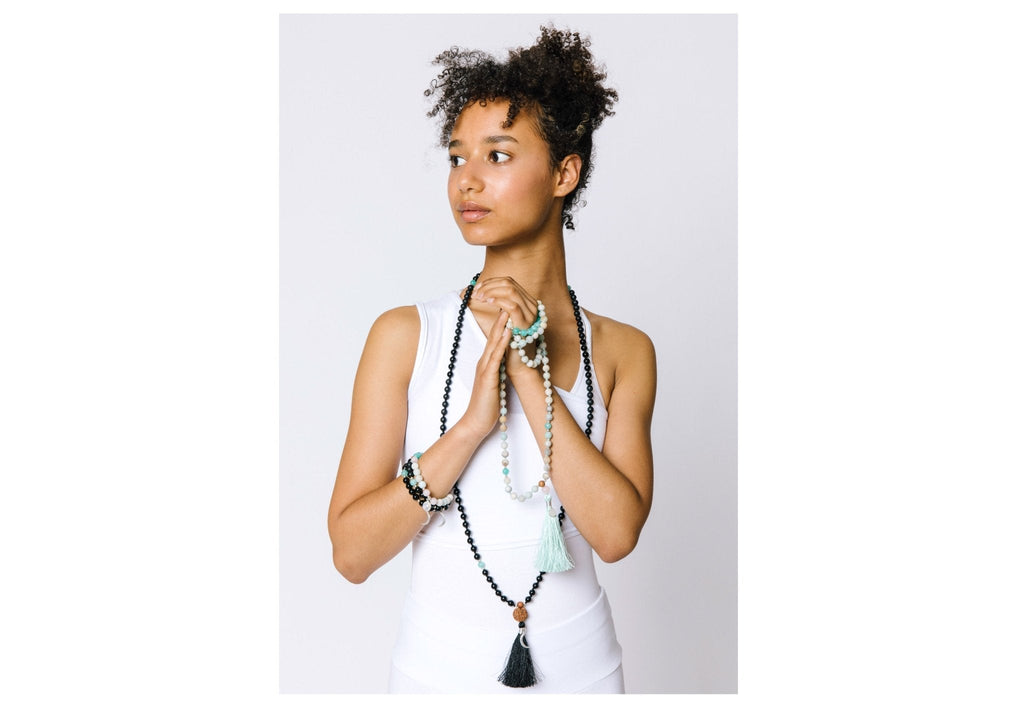 Eros Mala Bracelet with Rose Quartz, Amazonite and Rainbow Moonstone