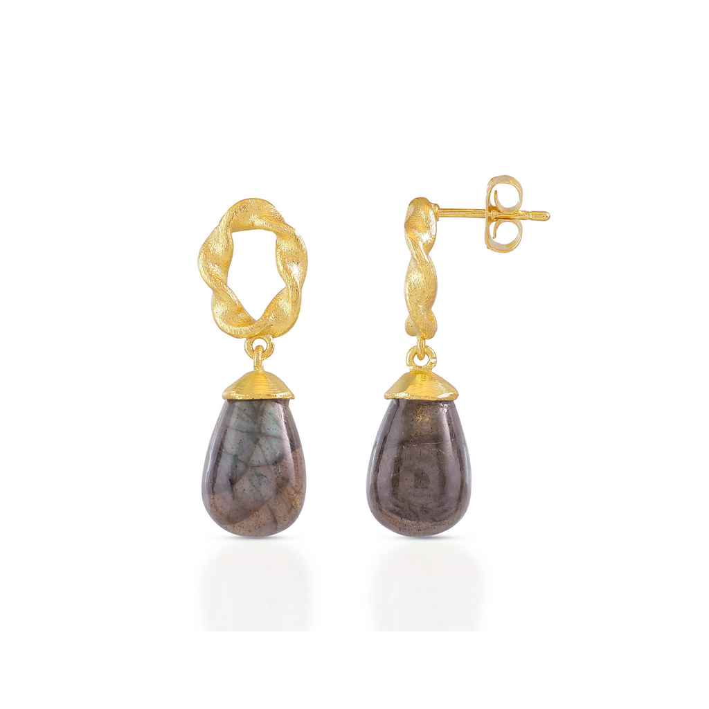 Twisted Loop Earrings in Labradorite