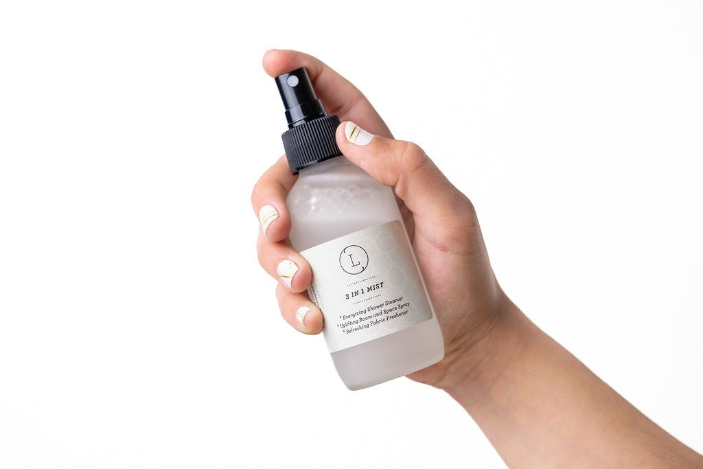 playful gift for her - a refreshing eucalyptus room spray misting a sunlit room