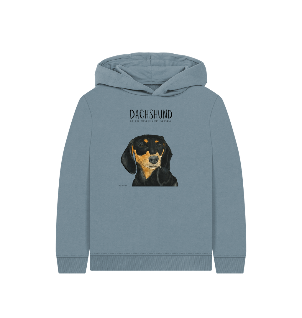 Mischievous Black and Tan Sausage Hoodie for Kids