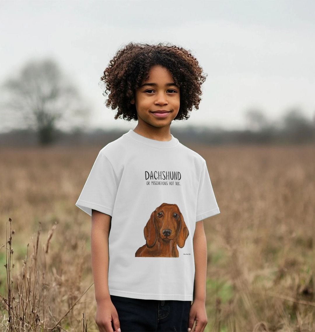 Mischievous Hot Dog Kids T-Shirt Small Pup Big Attitude