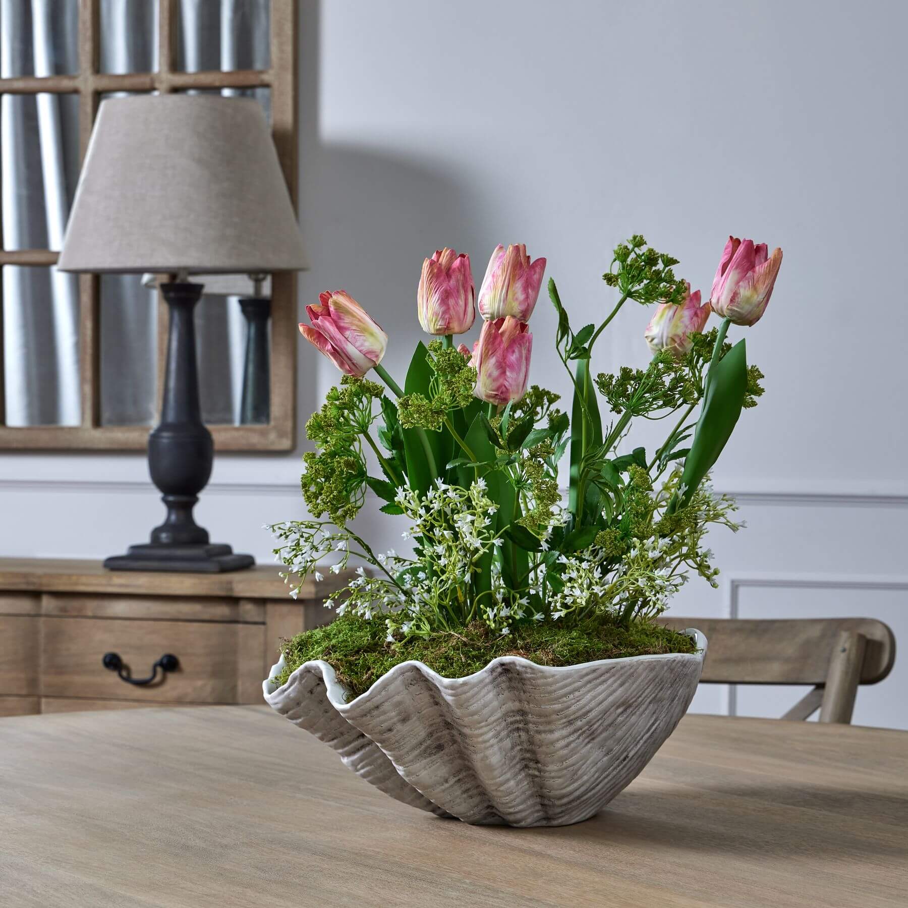 White wildflower spray with realistic botanical details, 72cm tall, for elegant home decor by sostter at brixbailey.com
