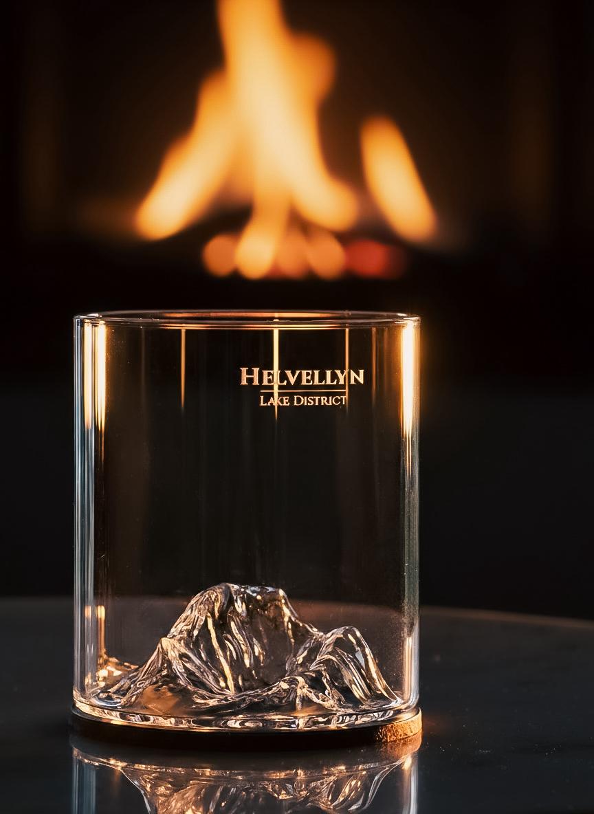 Helvellyn Glass Tumbler and Coaster Set Lake District Mountain Gift