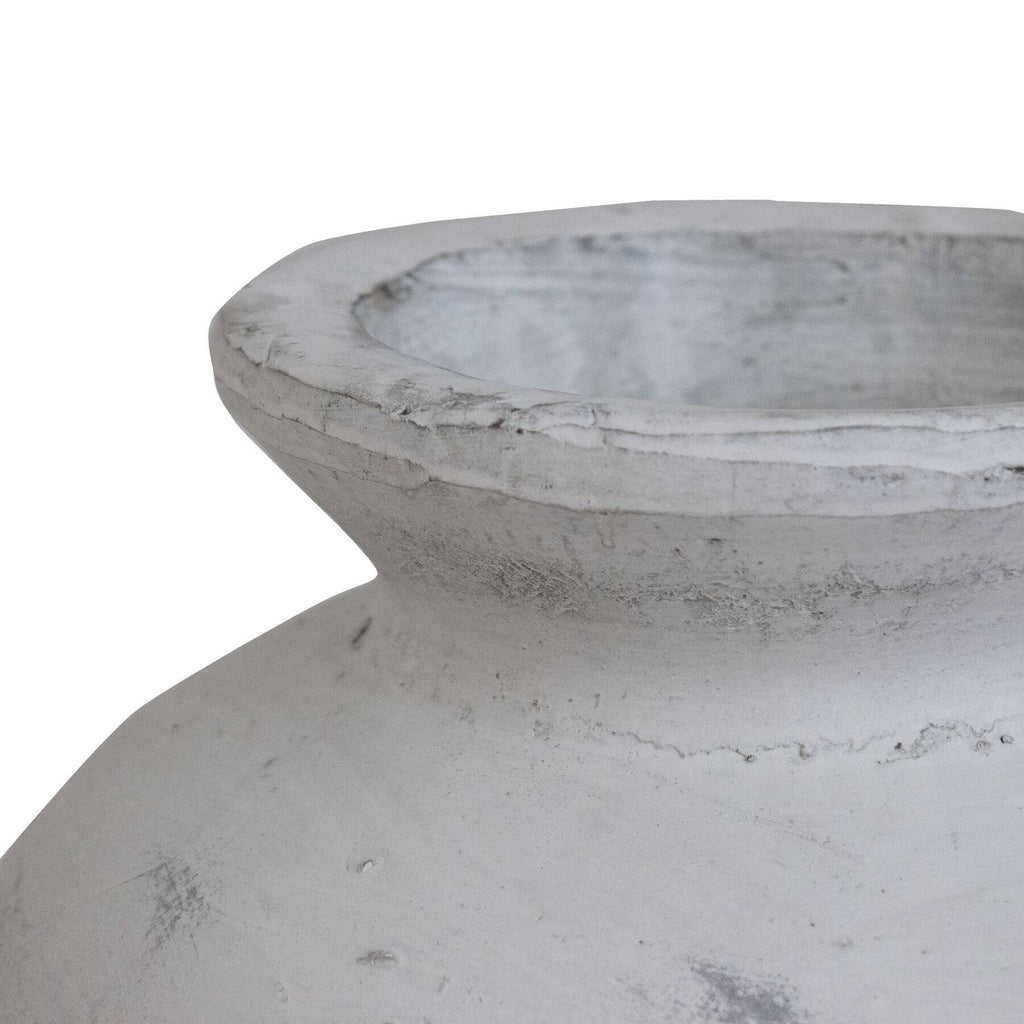 Large antique white ceramic vase with Greek-inspired design, 30cm tall, perfect for floral arrangements and home decor by sostter at brixbailey.com