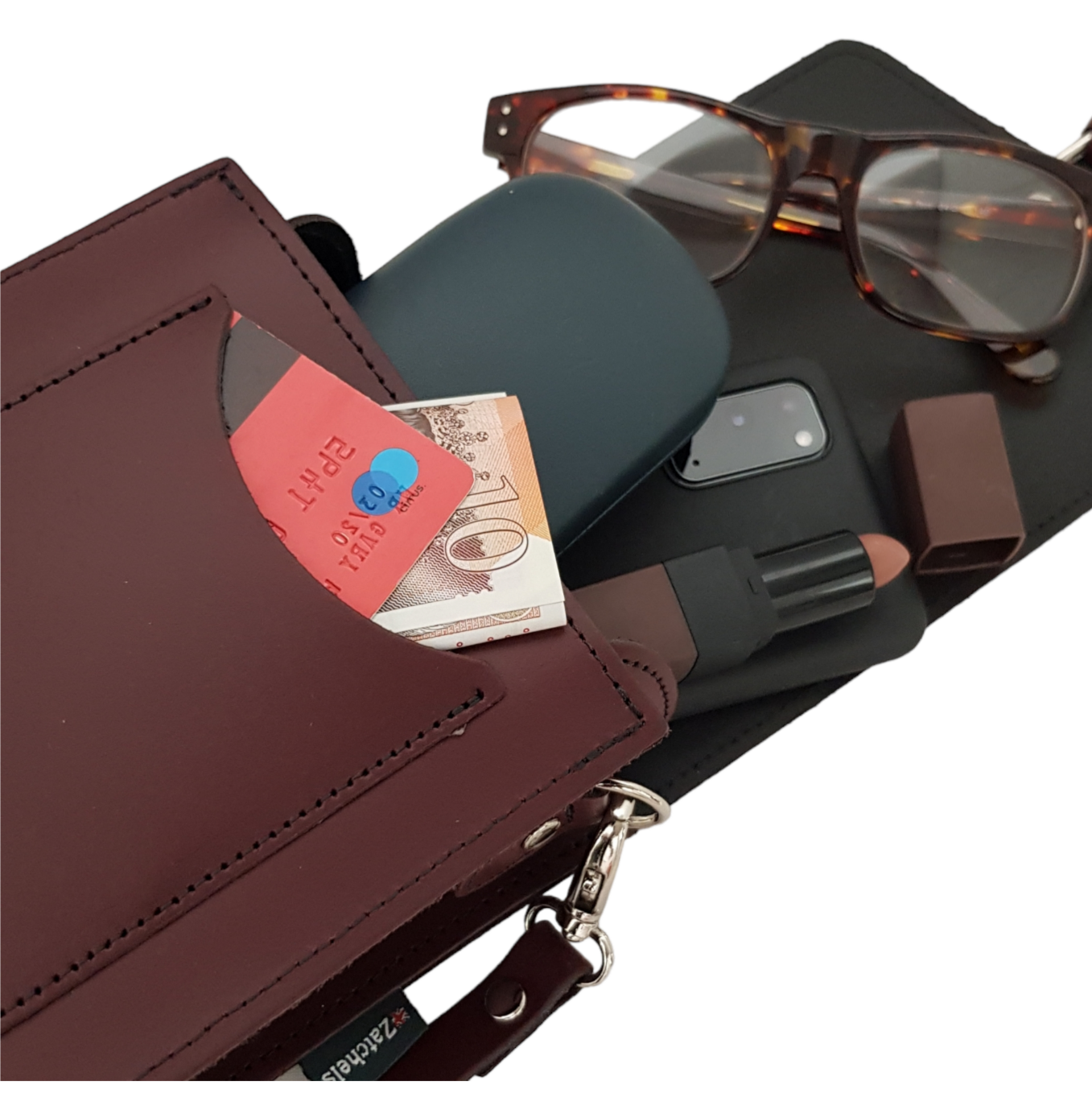 Handmade Leather Festival Phone Bag in Iced Coffee