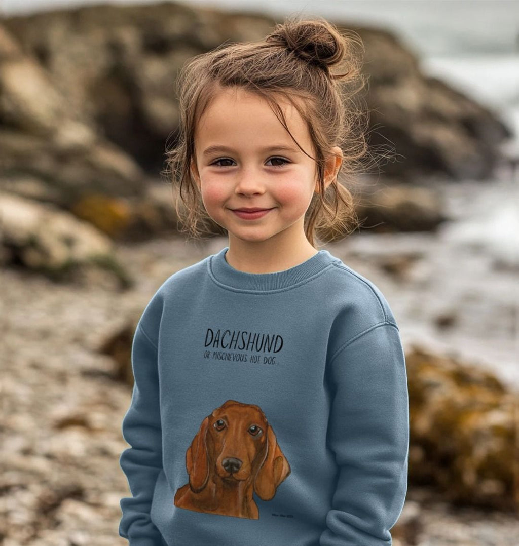Snuggly Sausage Dog Kids Sweatshirt Ethically Made