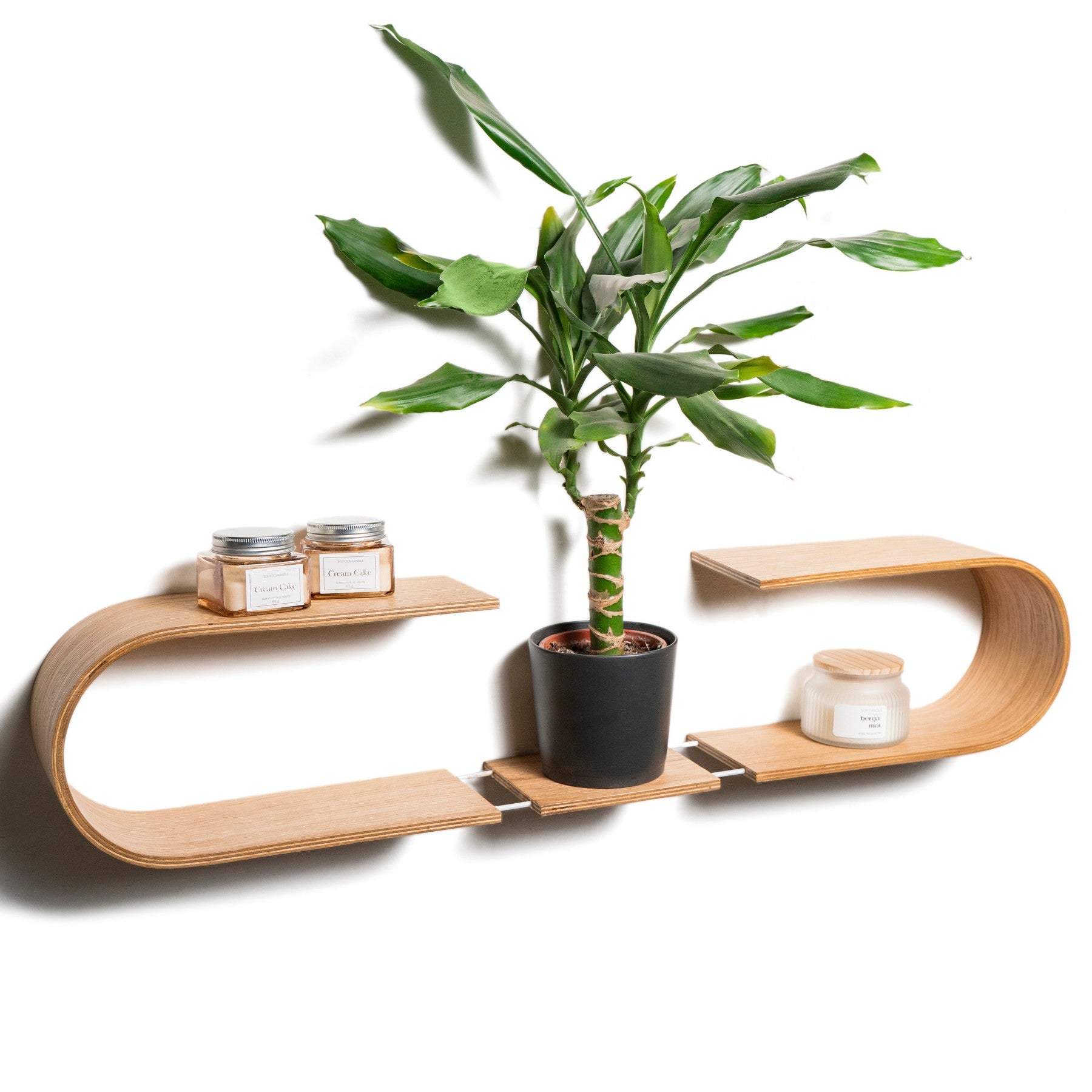 Floating Wooden Wall Shelf - Oval