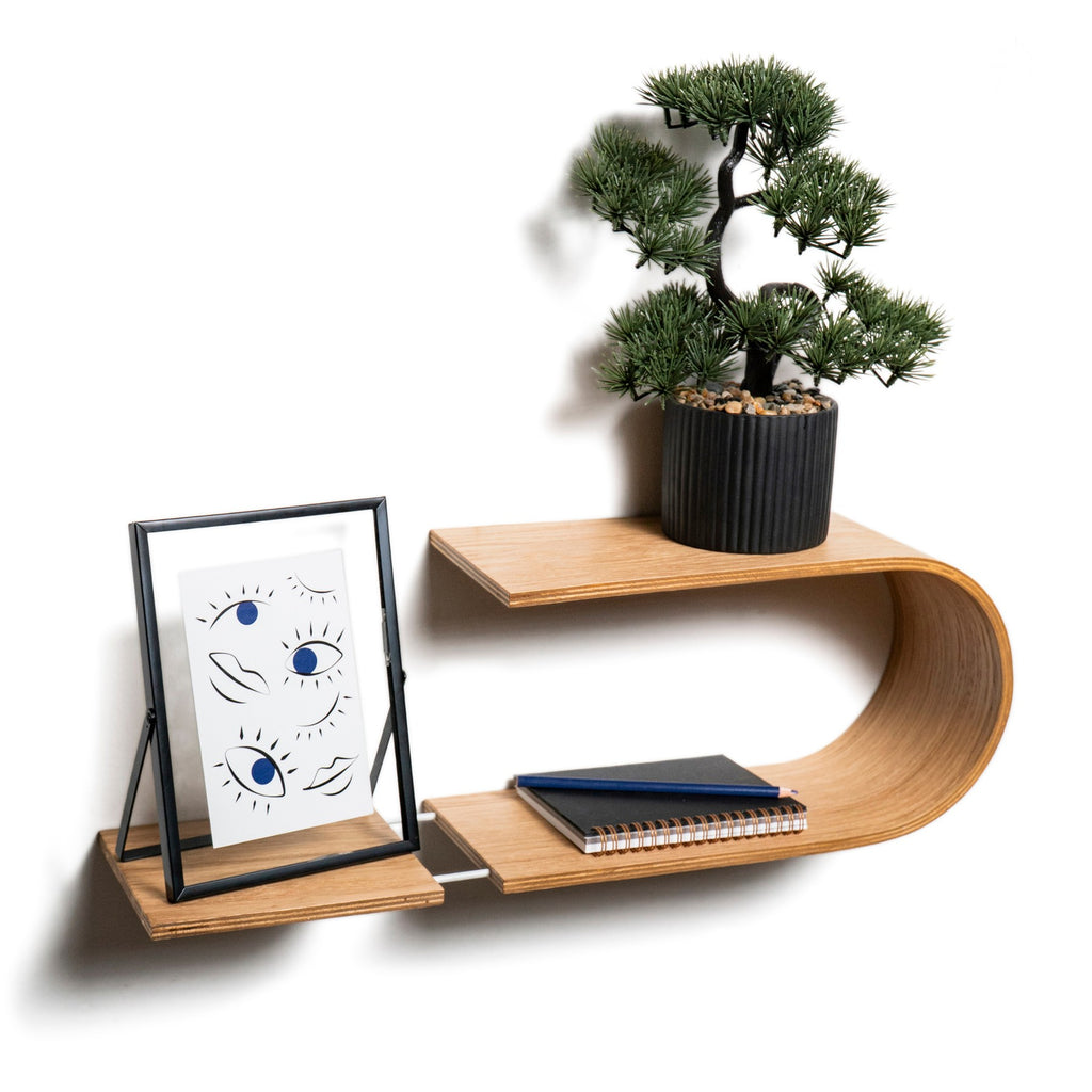 Floating Wooden Wall Shelf - Oval