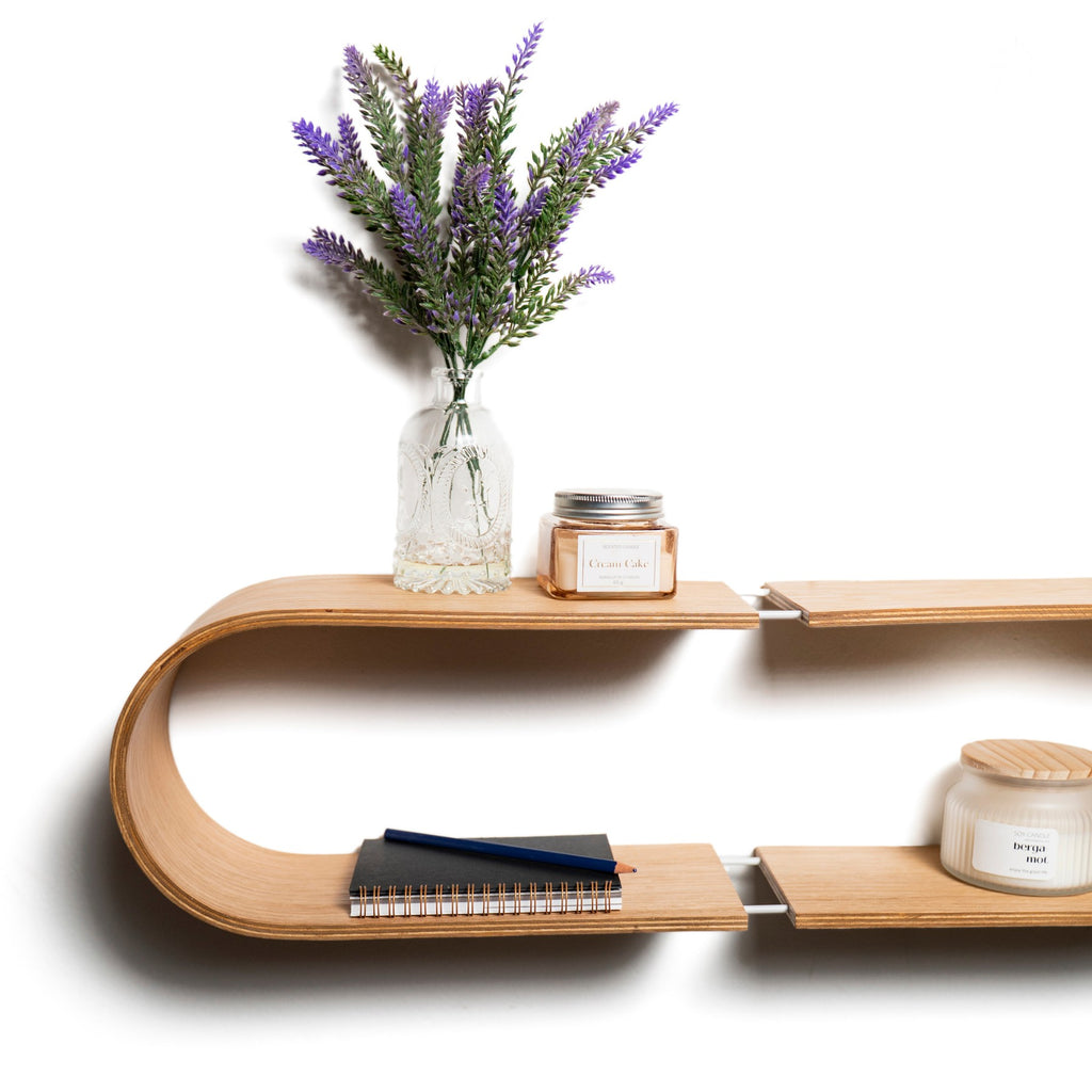 Floating Wooden Wall Shelf - Oval