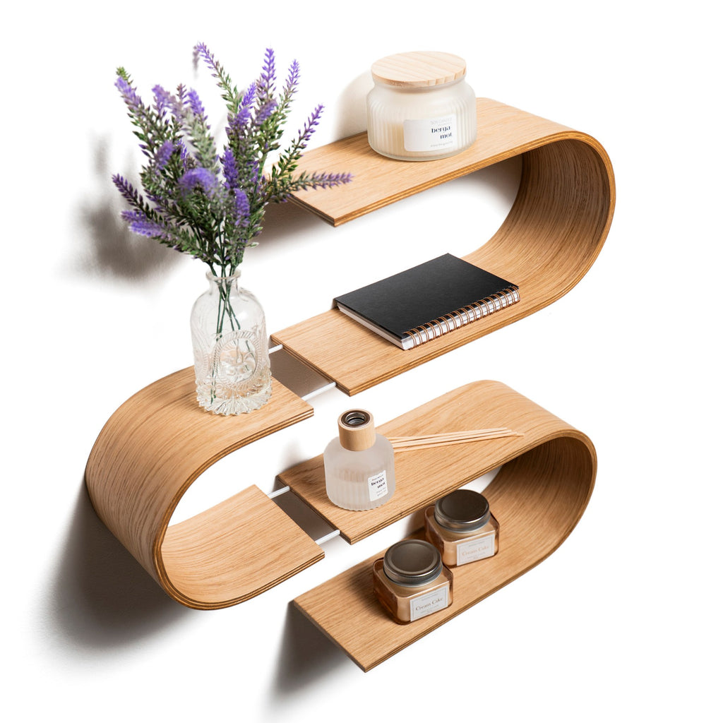 Floating Wooden Wall Shelf - Snake