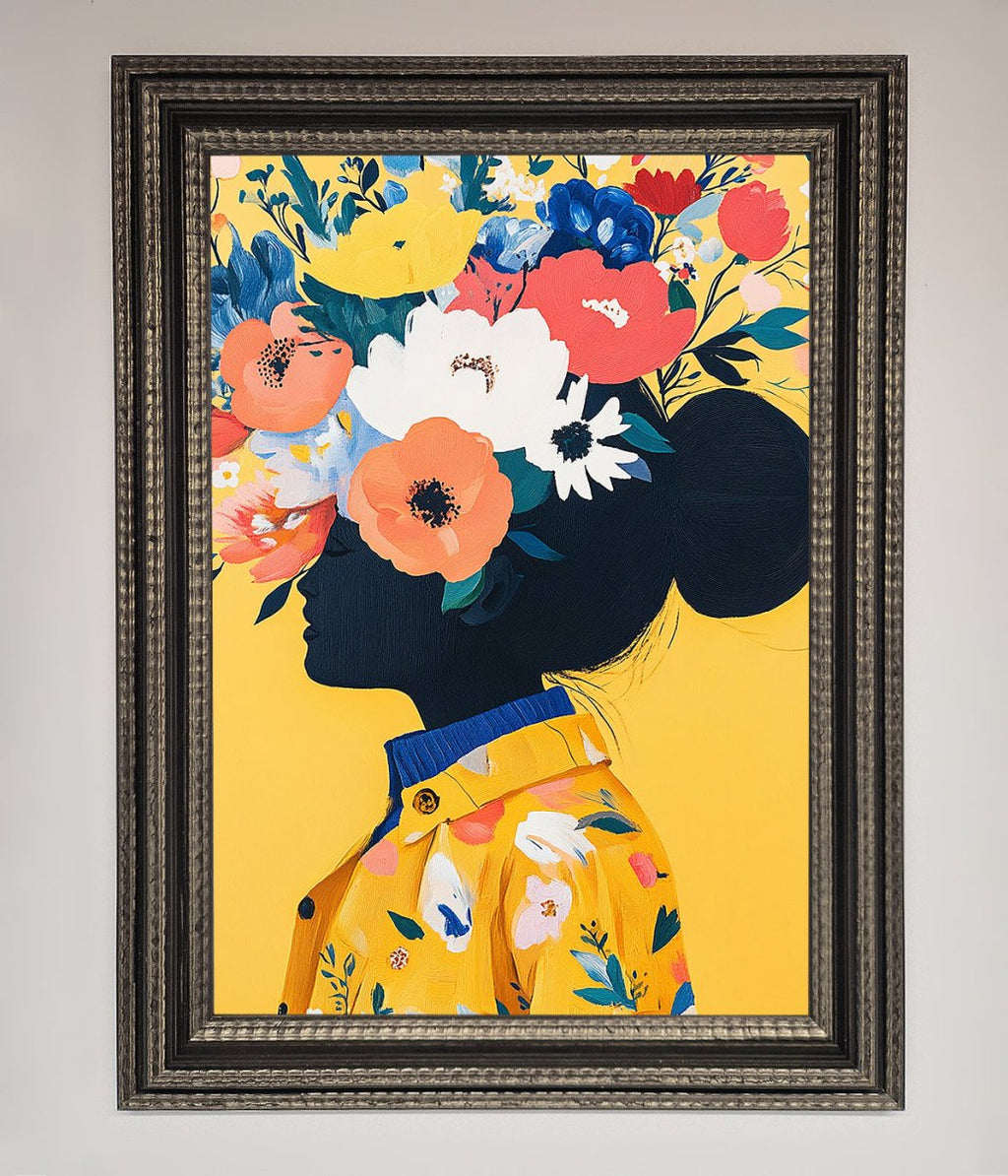 Yellow Floral Explosion Framed Print