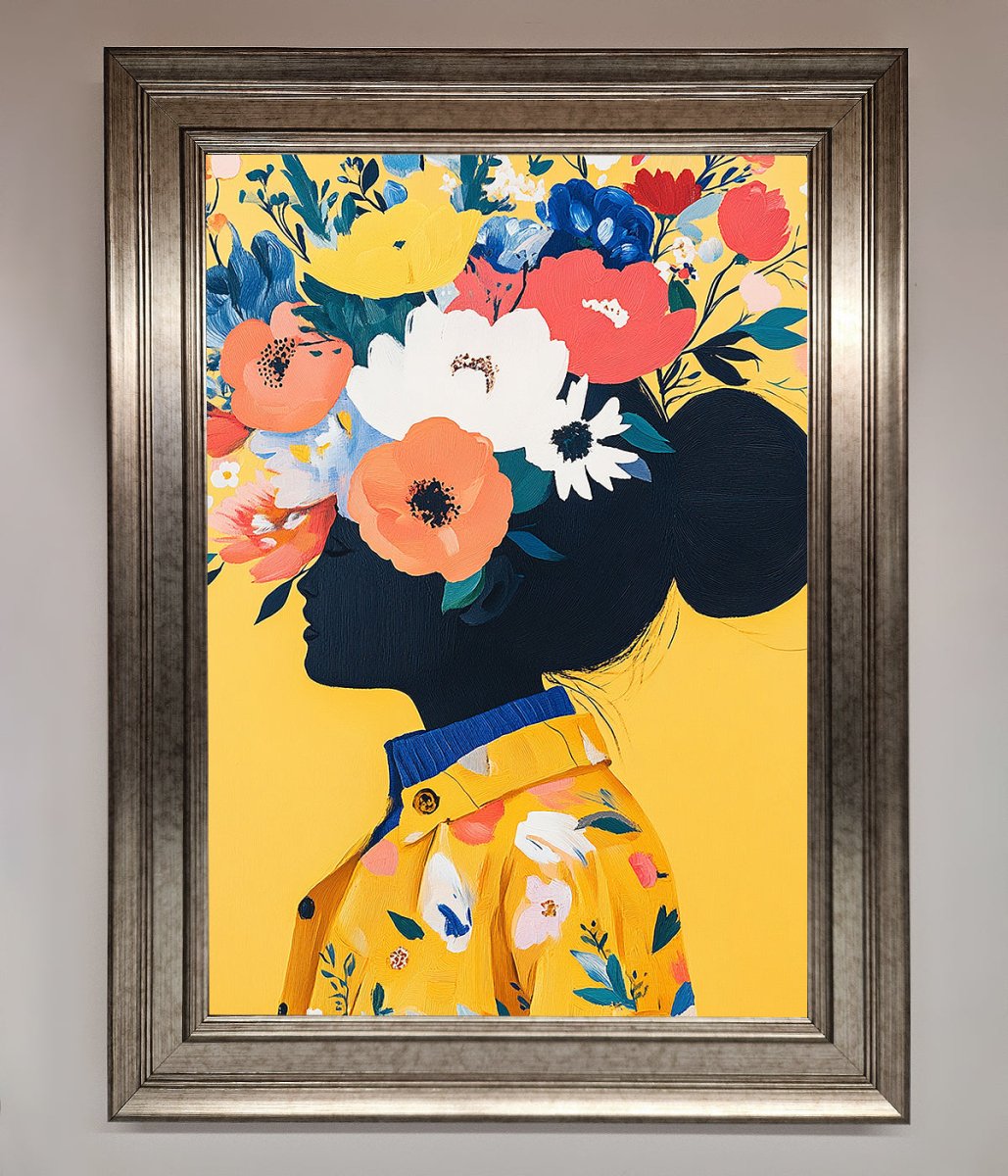 Yellow Floral Explosion Framed Print
