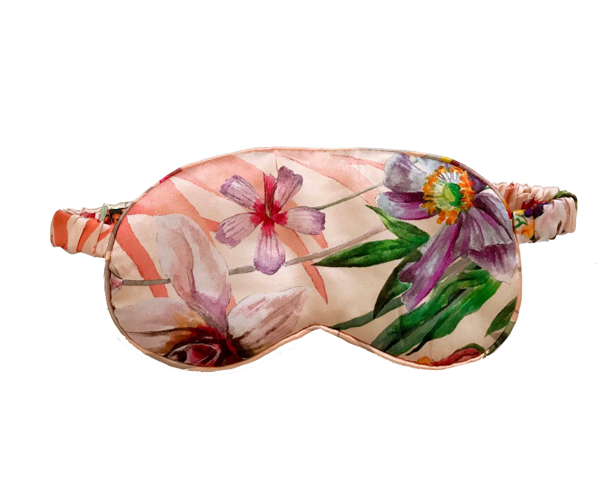 Silk Eye Mask with Tropical Floral Print