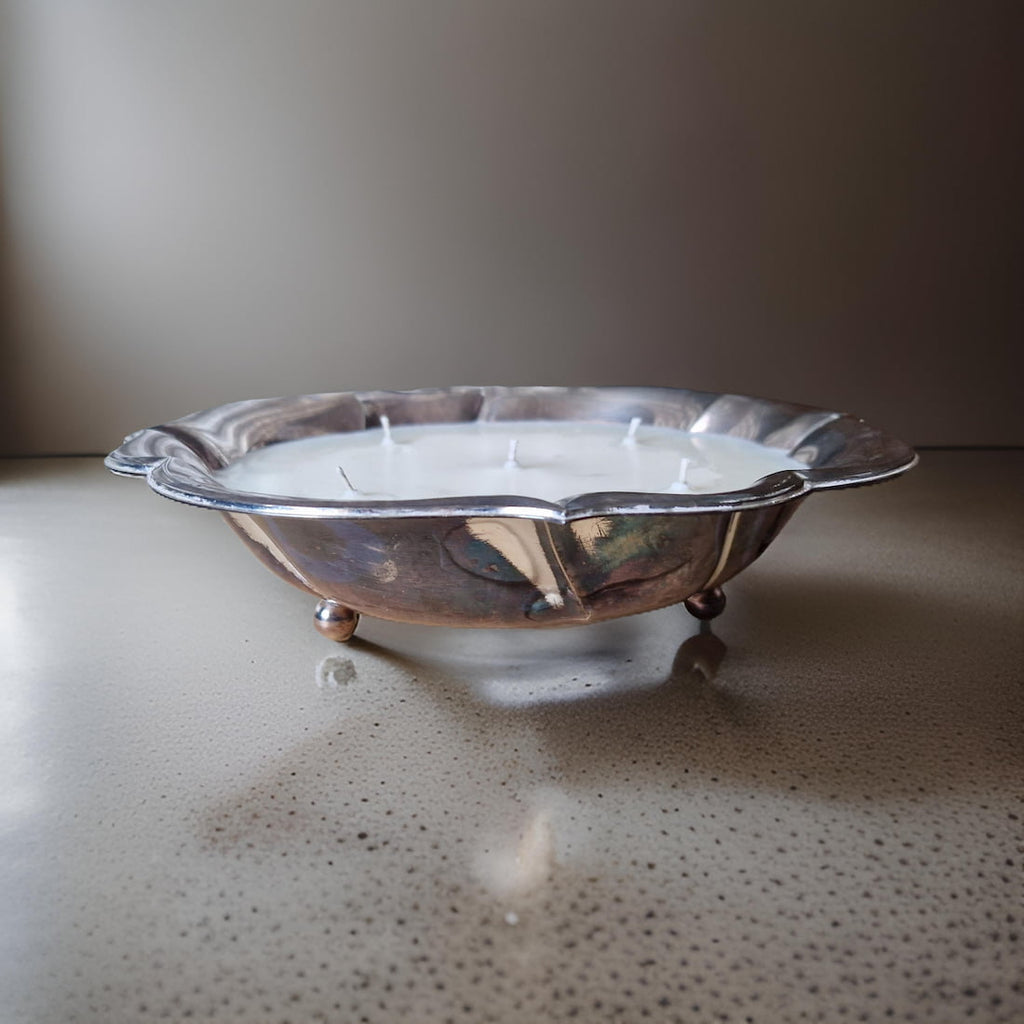 Five Wick Flower Bowl Candle with Vintage Bookshop Scent
