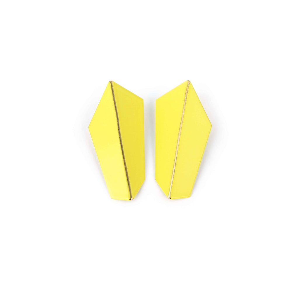 FOLDED VERTICALs Statement Earrings - Handcrafted, Lightweight & Durable Brass and Silver Jewelry by Lisa Kroeber Jewellery at www.brixbailey.com