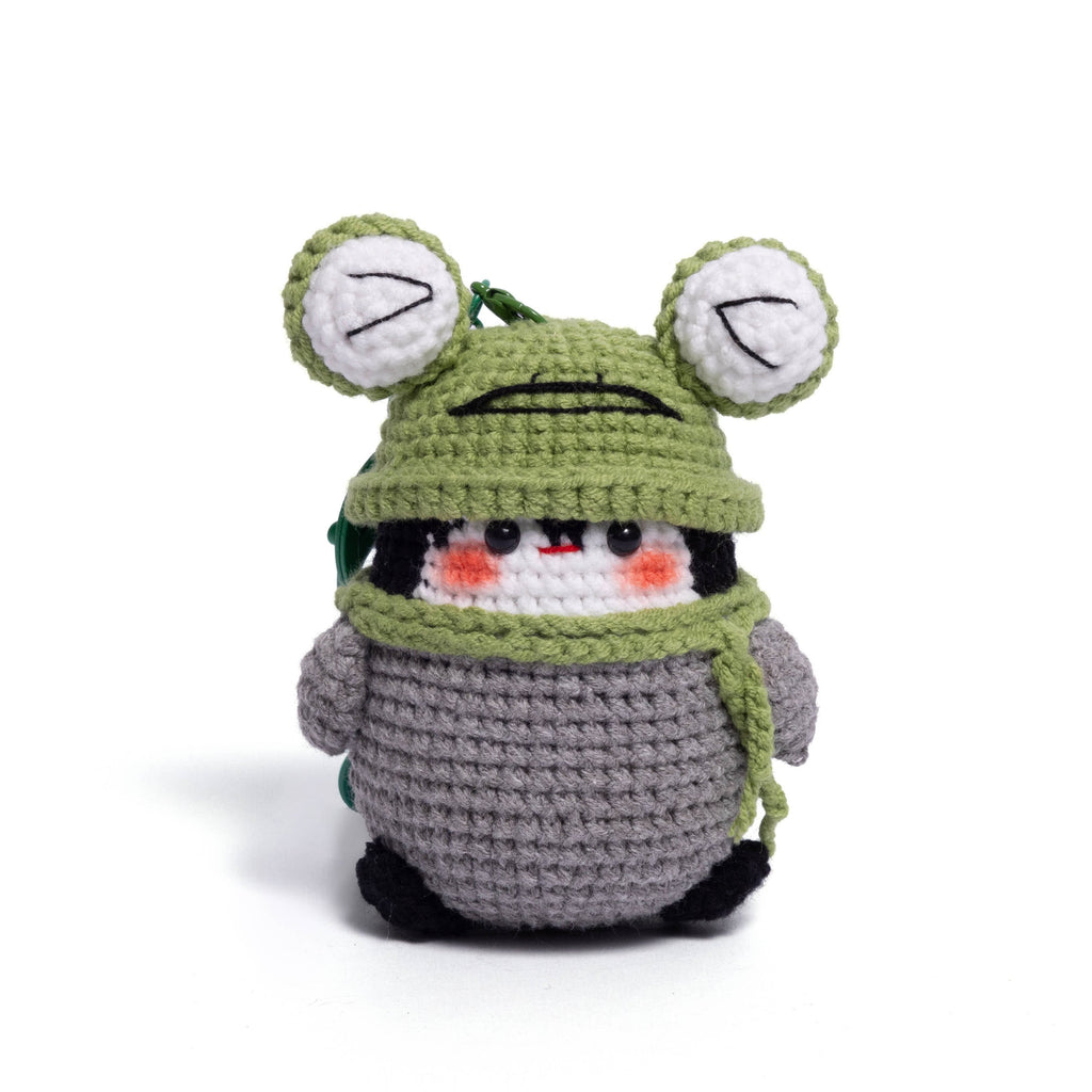 Cute Frog Hat Penguin Explorer Handmade Plush