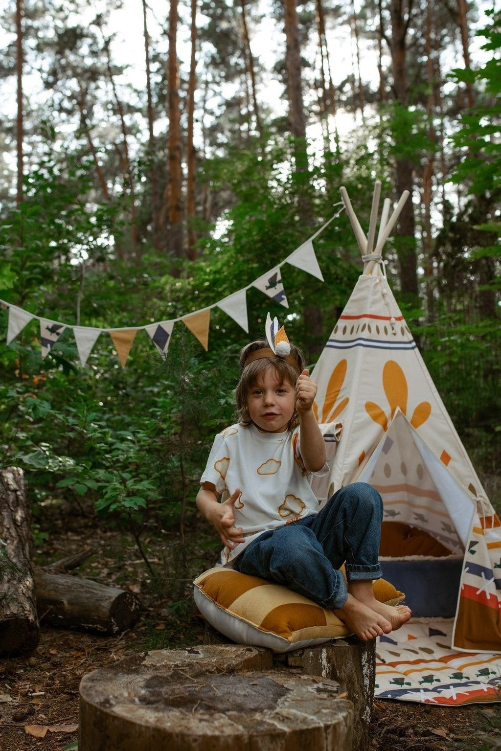 bold geometric native vibe cotton garland for a childs adventurous bedroom decor