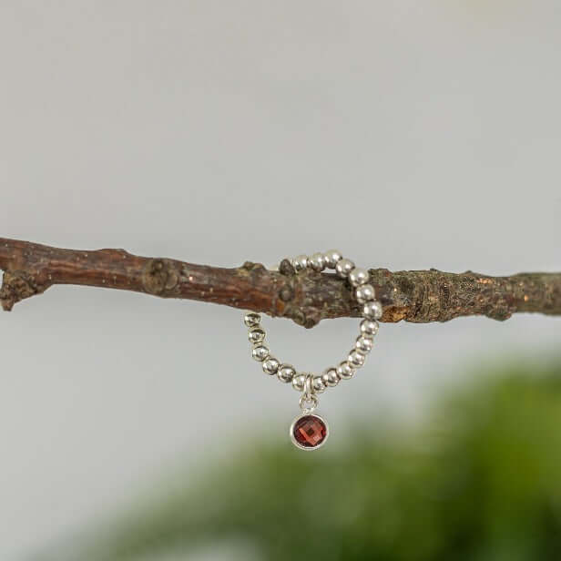 Garnet January Birthstone Ring in Sterling Silver