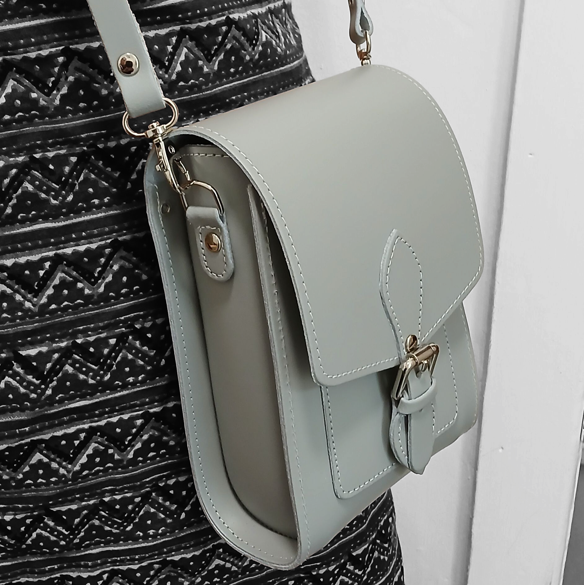 Handmade Leather Festival Phone Bag Ghost Grey