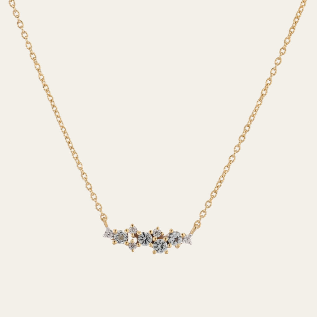 Gold Cluster Gemstone Necklace Elara