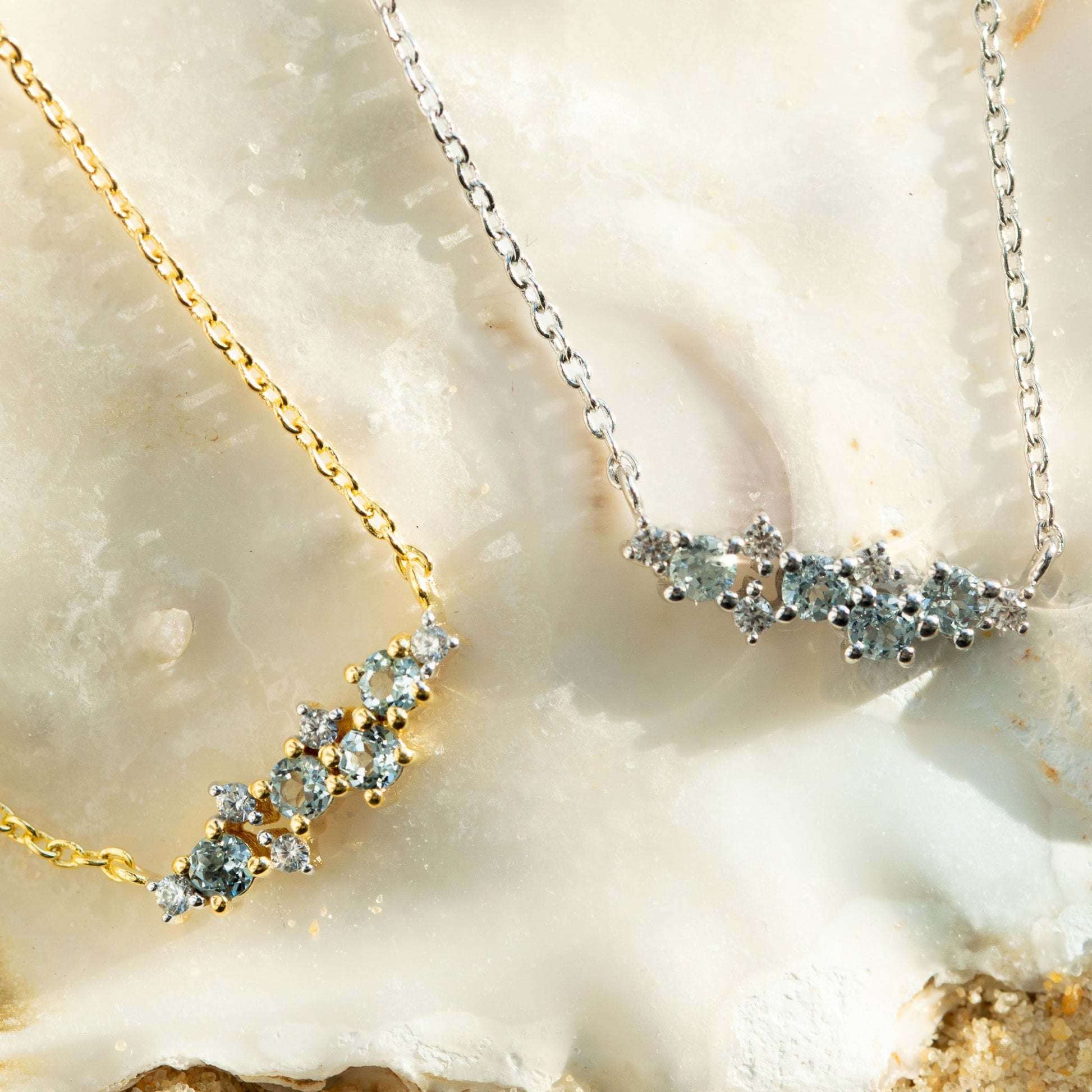 Silver Cluster Gemstone Necklace Elara