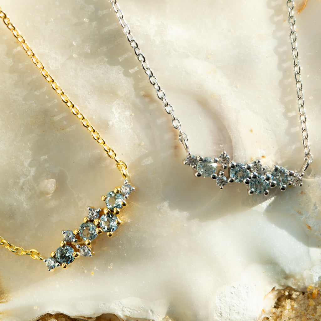 Gold Cluster Gemstone Necklace Elara