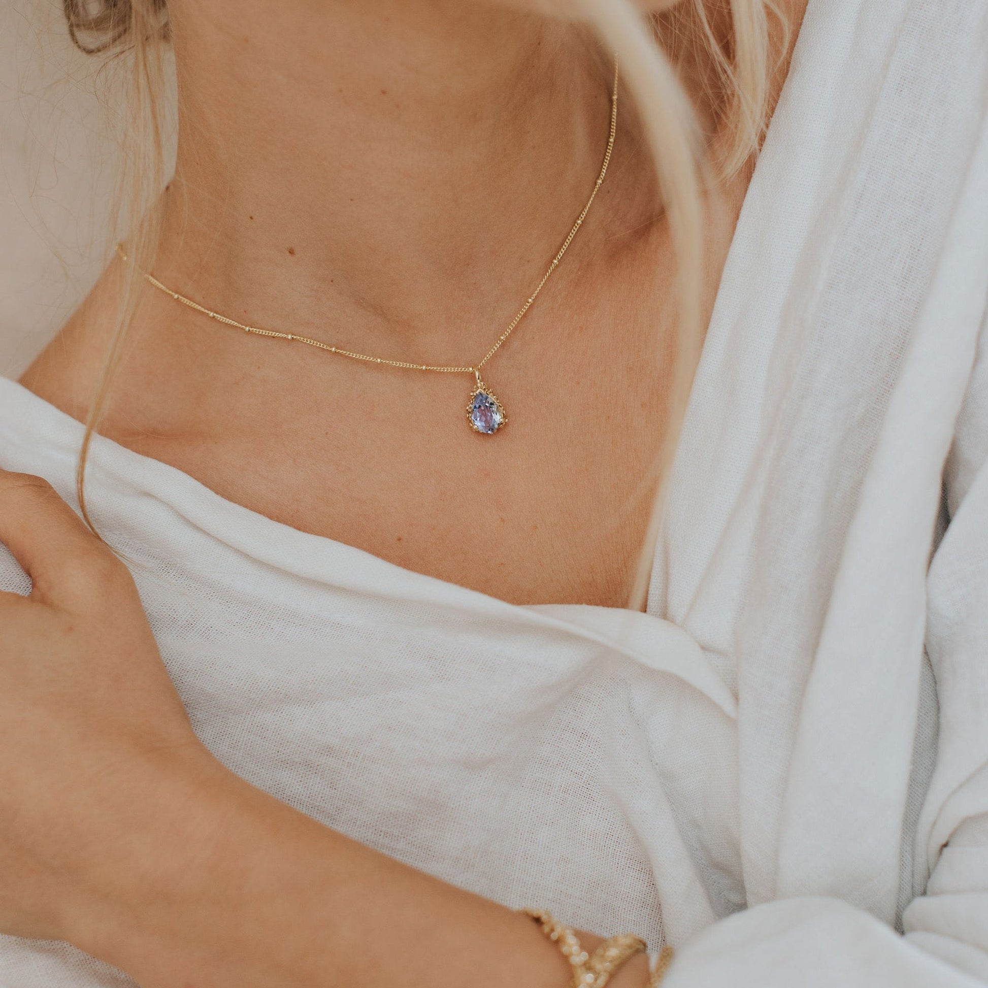 Gold Vermeil Blue Topaz Necklace Aurelia