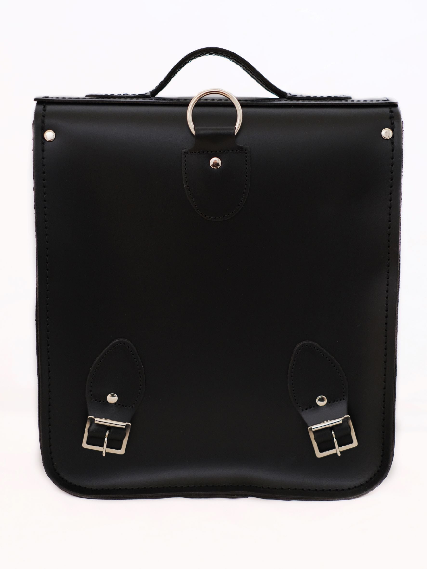 Handmade Leather City Backpack in Gothic Striped Black and White