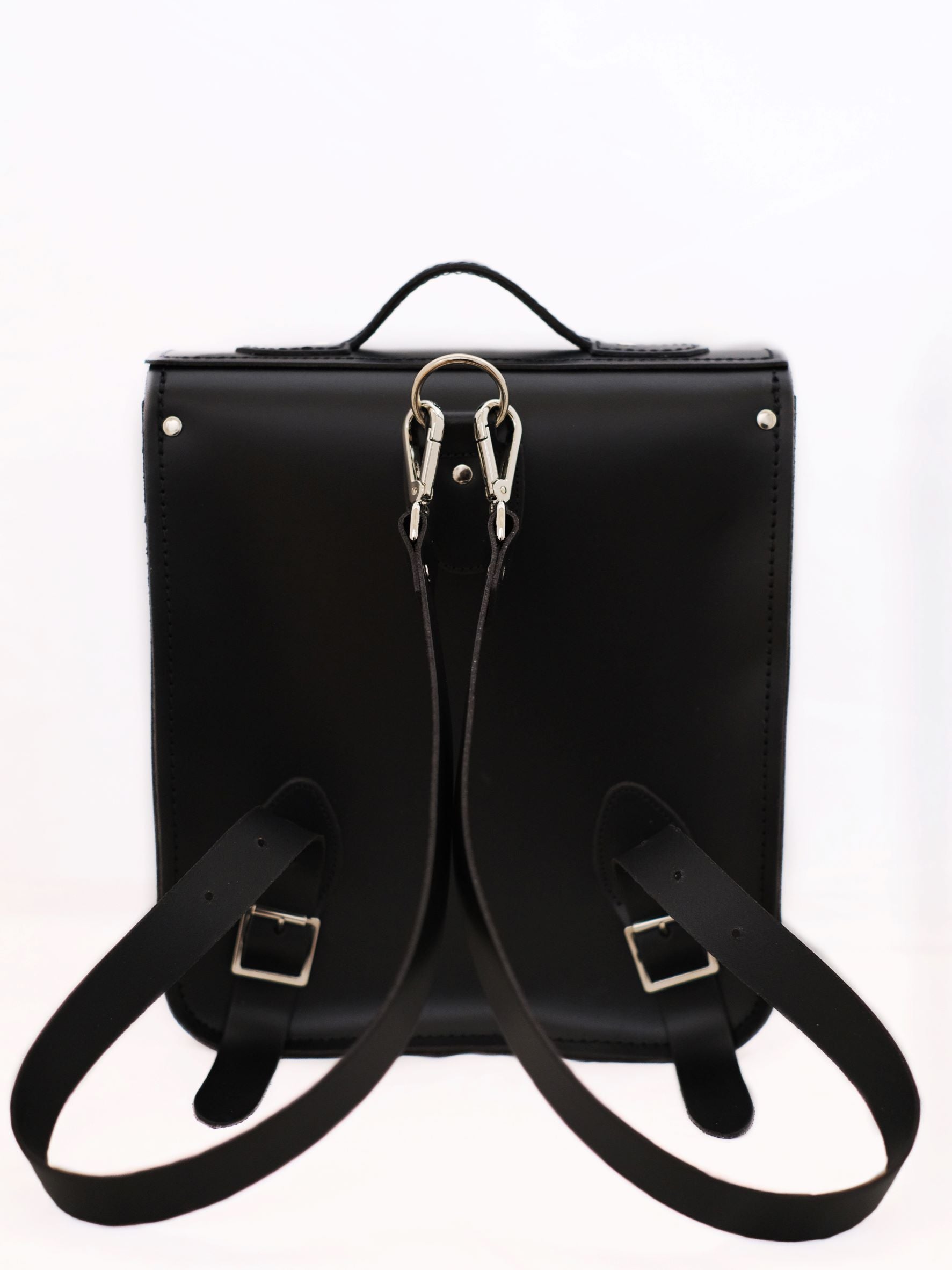 Handmade Leather City Backpack in Gothic Striped Black and White