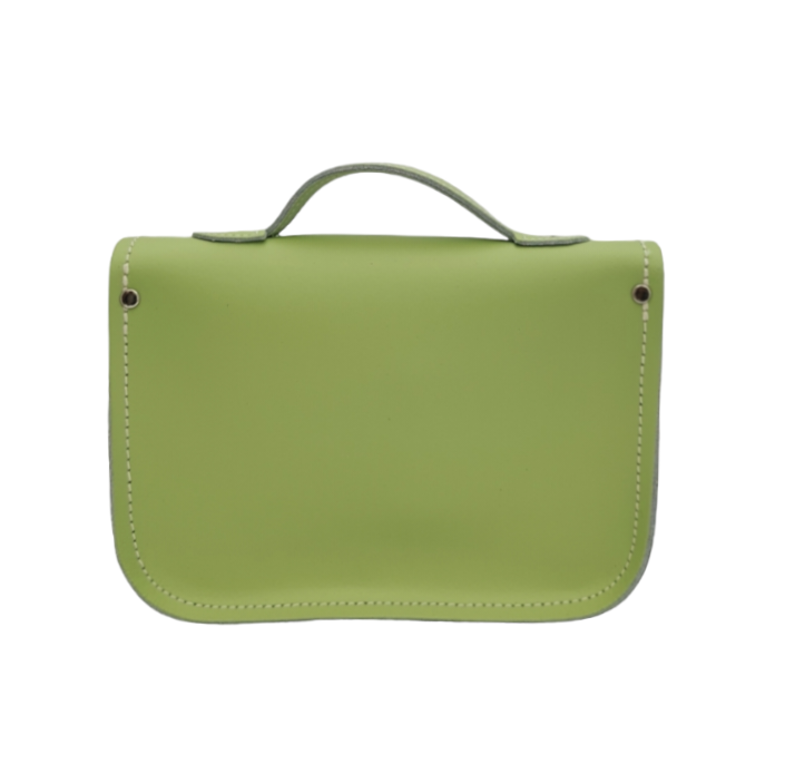 Grass Green Leather Midi Satchel