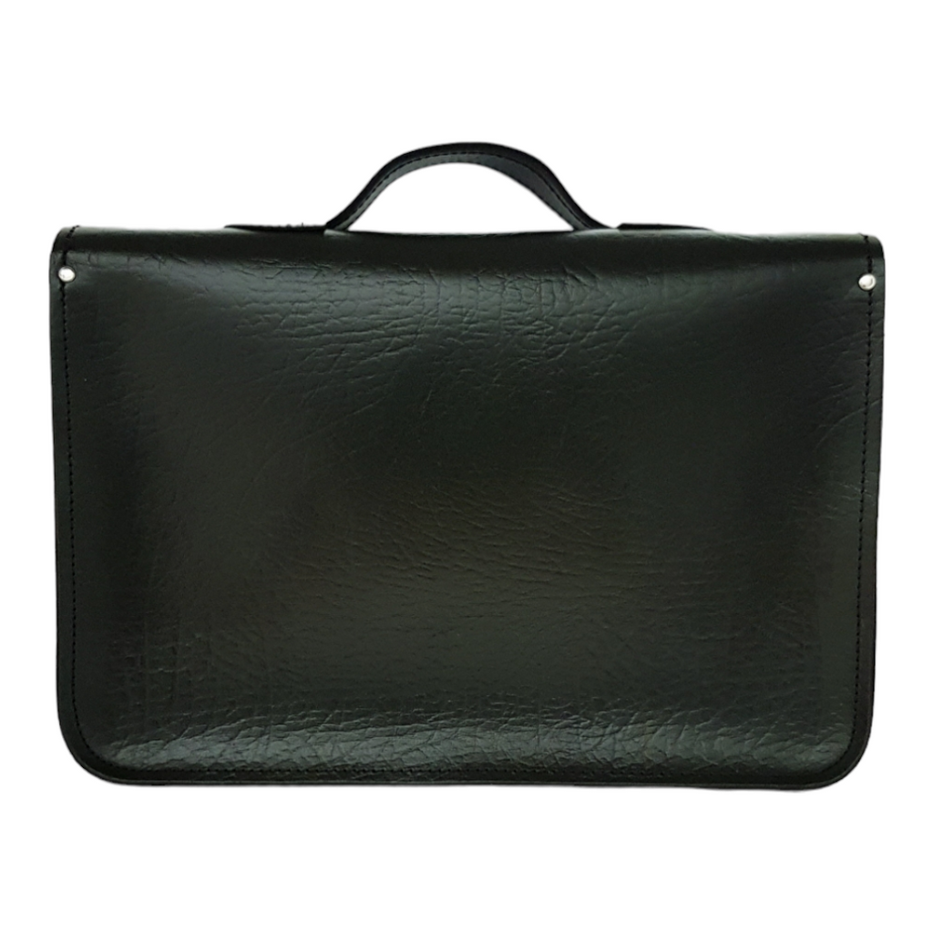 Twin Pocket Executive Handmade Leather Satchel in British Racing Green