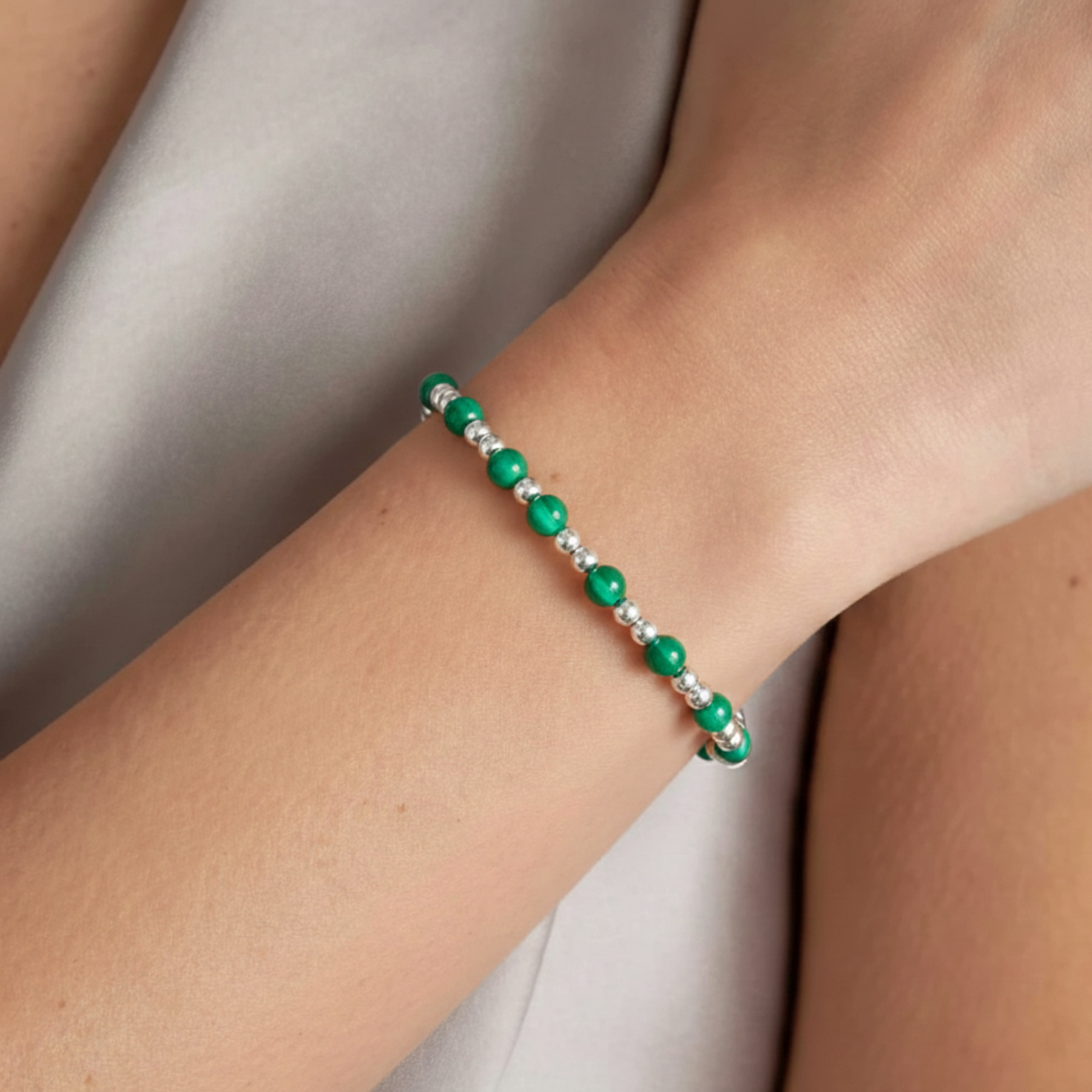 Green Gemstone Bracelet with Sterling Silver