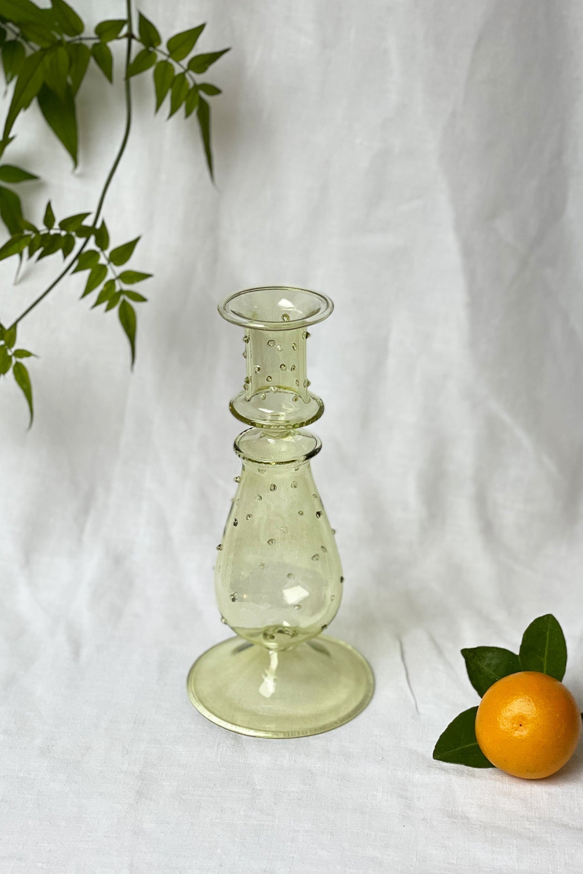 Green Vintage Style Candle Holder with Dots