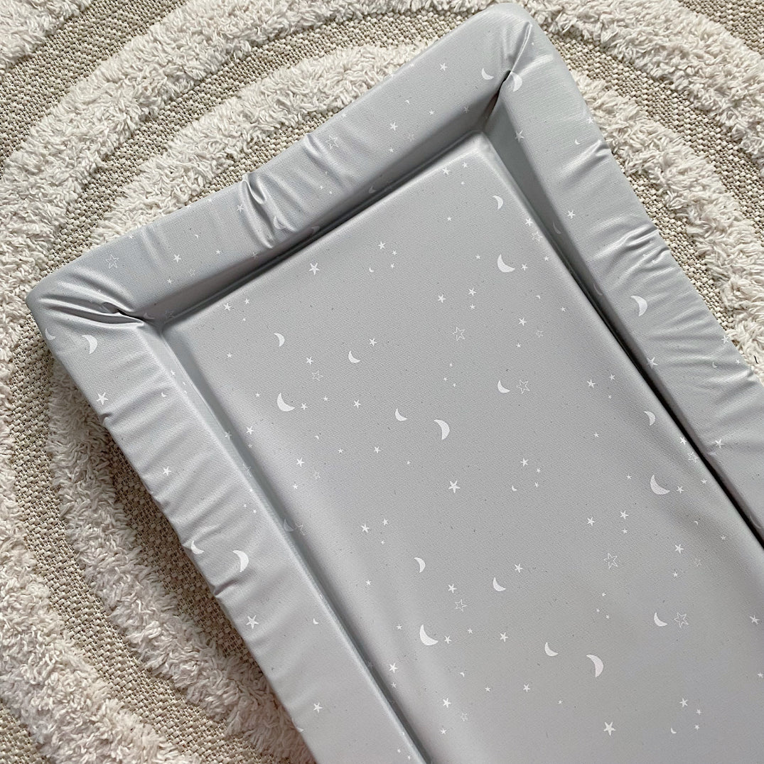 Standard Changing Mat - Grey-green moon and stars Print