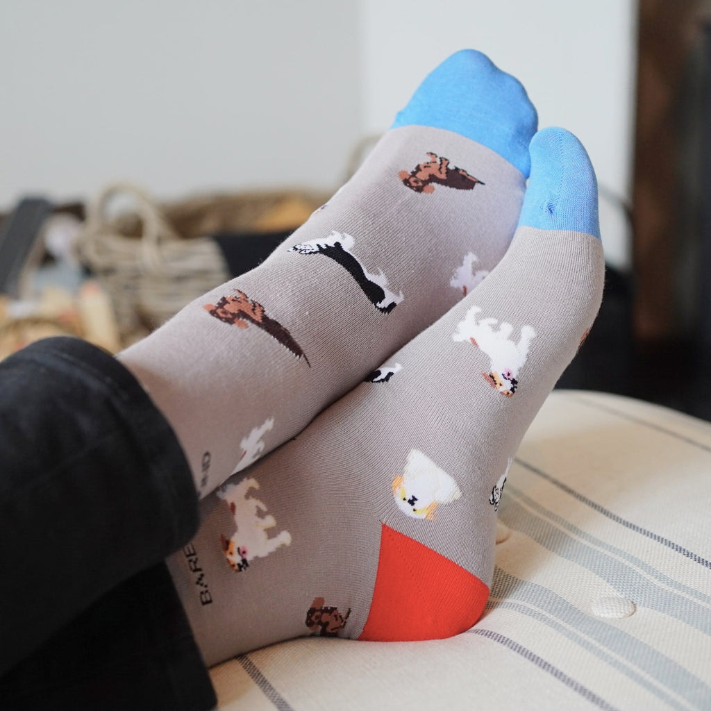 Grey Dog Bamboo Sock Pair