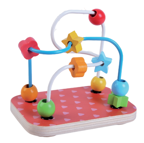 close-up of a child's hands playing with vibrant wooden toys from the gerardo's playset