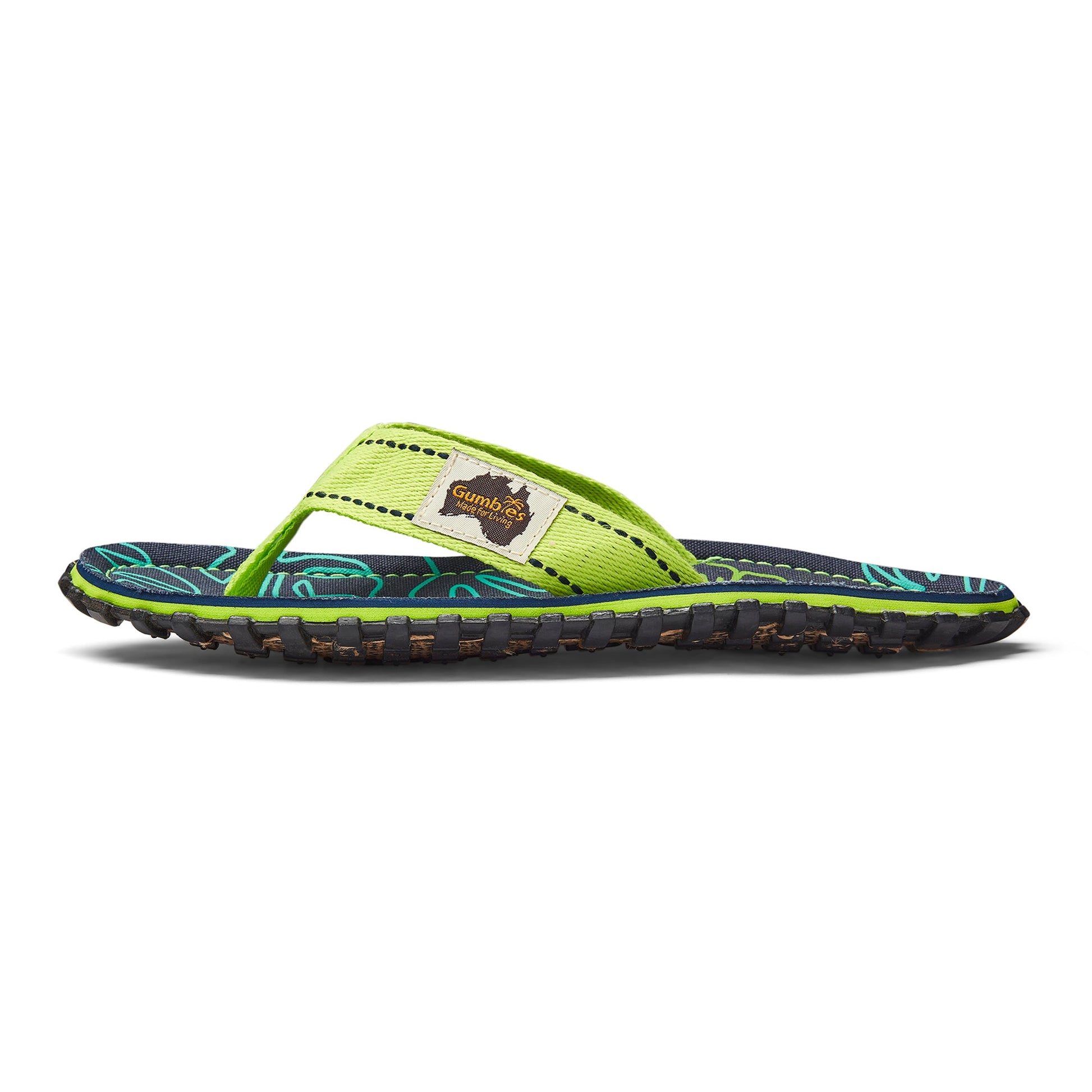 Islander Flip Flops Men's Lime Hibiscus
