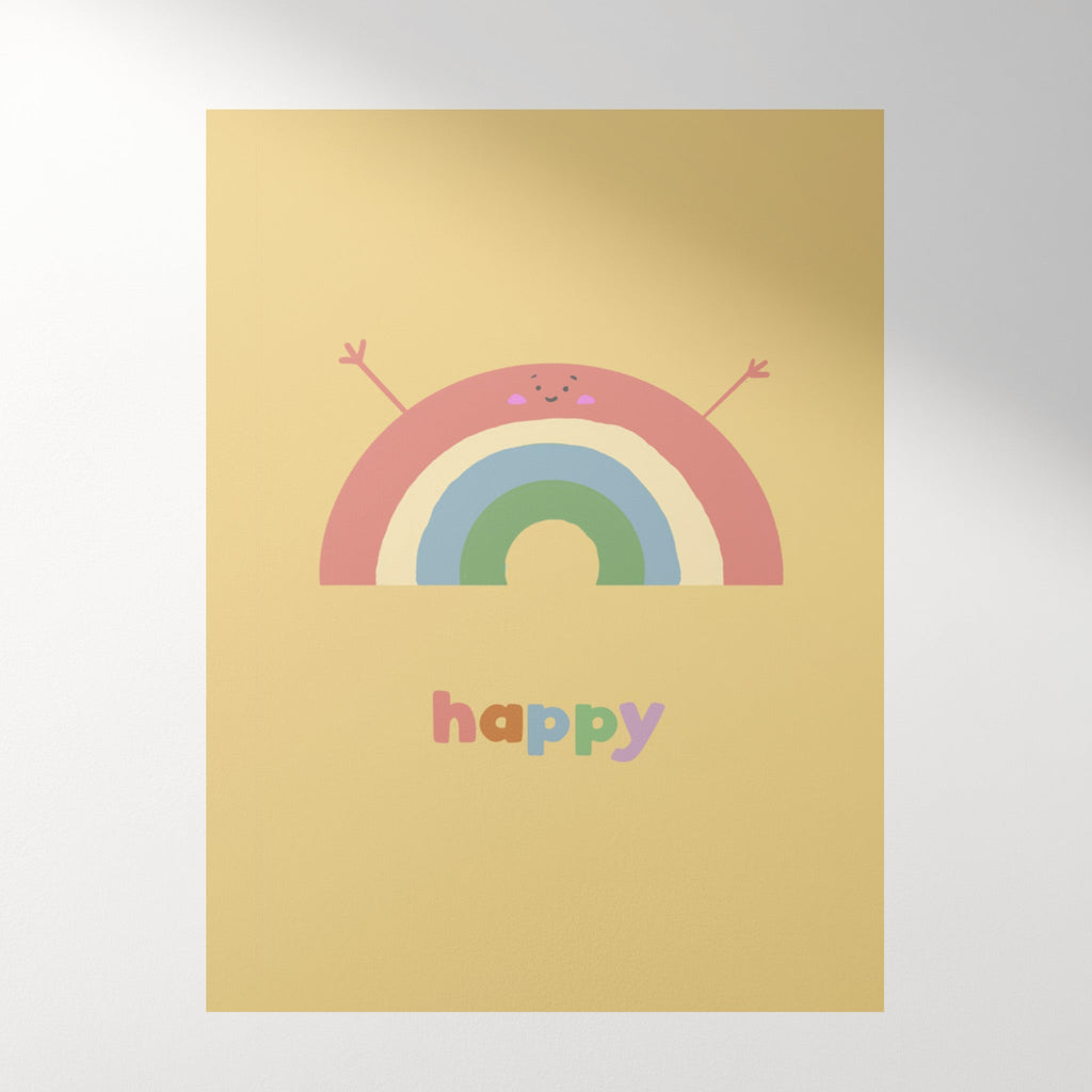 Happy Rainbow Wall Art Print for Nurseries and Kids Bedrooms
