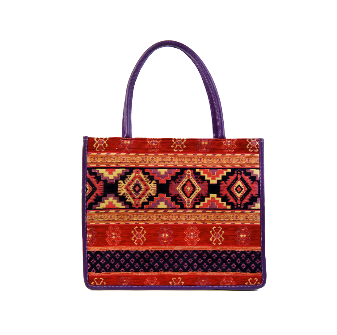 Luxurious Women's Silk & Leather Tote Bag – Spacious & Elegant by Jkel at www.brixbailey.com