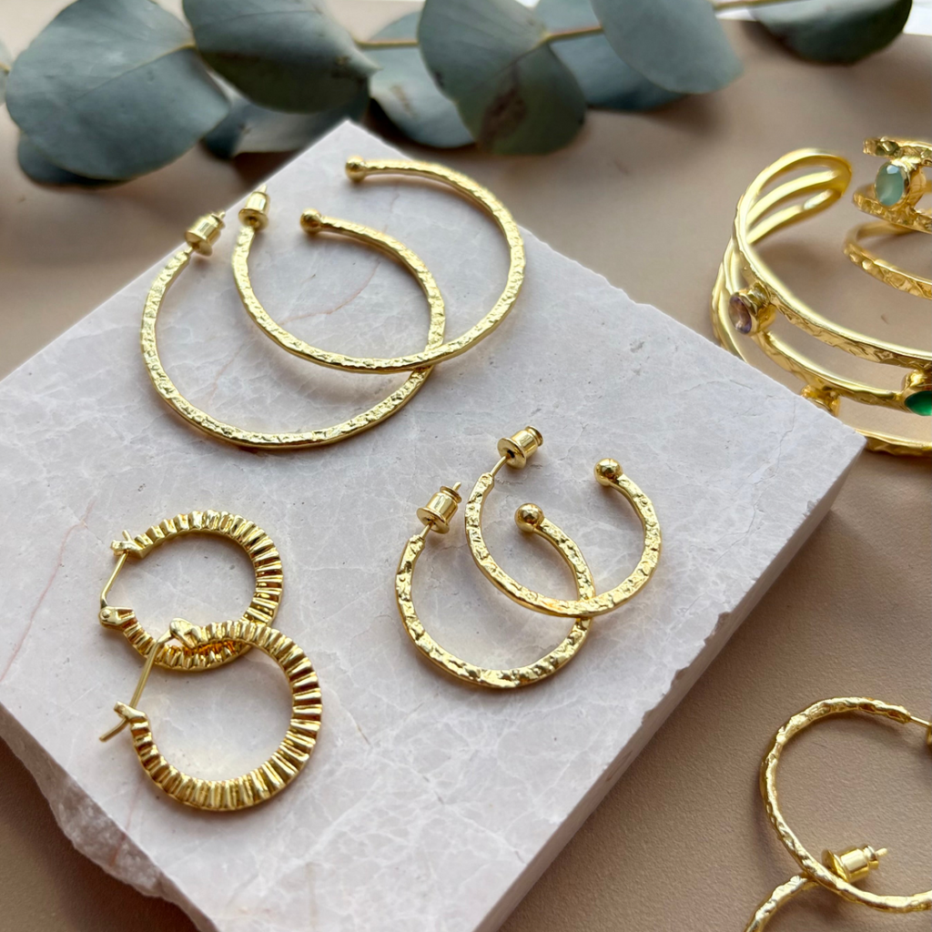 Textured Gold Hoop Earrings