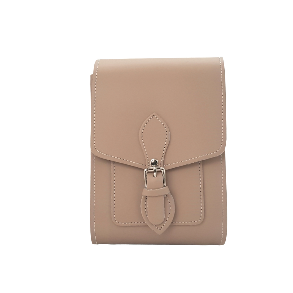Handmade Leather Festival Phone Bag in Iced Coffee